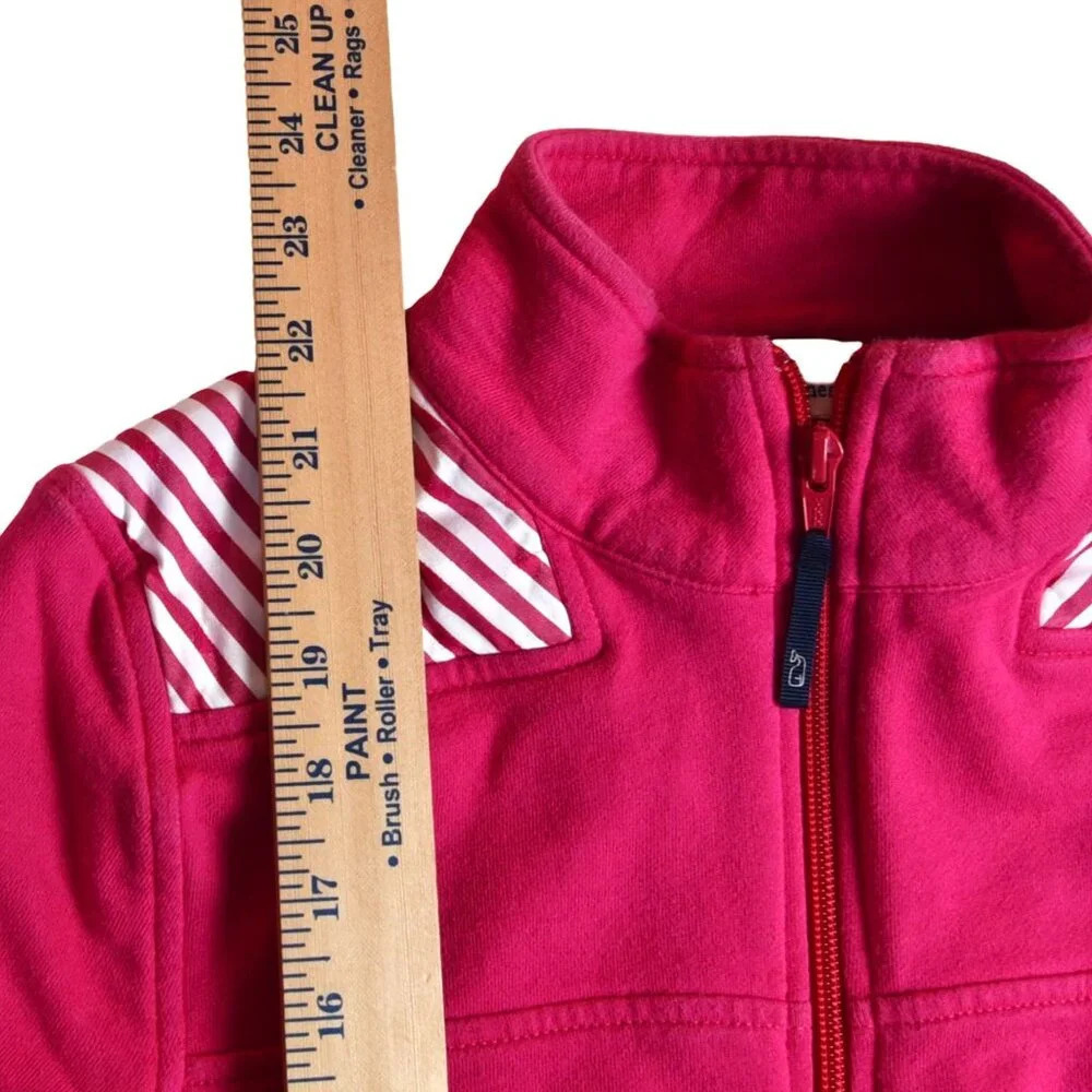 Vineyard Vines || Vivid Pink Stripes Quarter Zip Performance Sweater XS - Picture 4 of 7